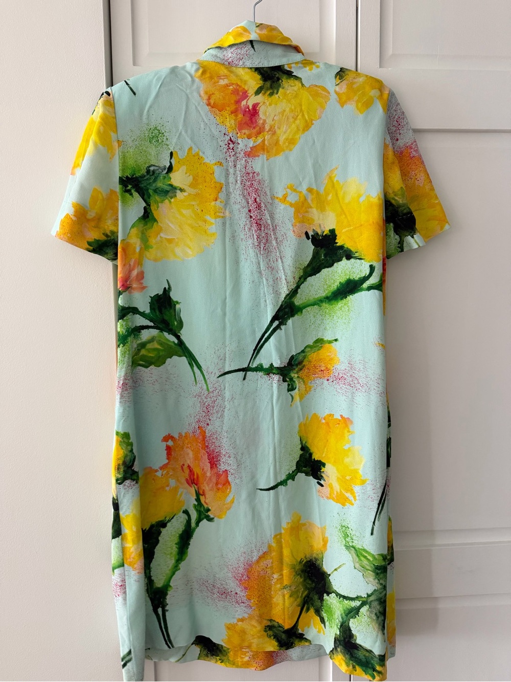 Escada "Dallinata" Mint Floral Viscose Shirt Dress - Size 38 like new - Picture 12 of 16